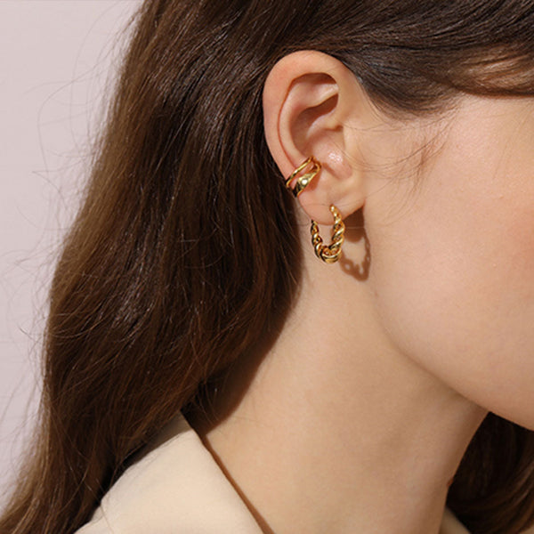 FE1185 925 Sterling Silver Twist Big Hoop Earrings