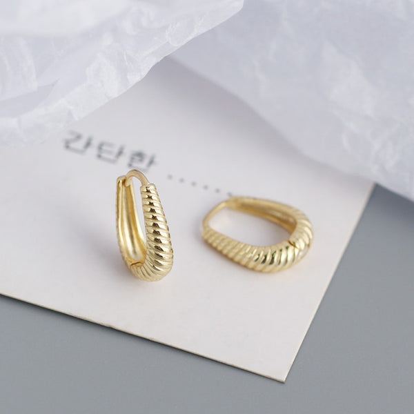 YHE0314 925 Sterling Silver Gemtry Twist Hoop Earrings