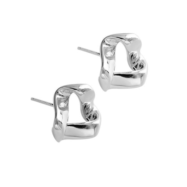 RHE1062 925 Sterling Silver Irregular Heart Women Stud Earring