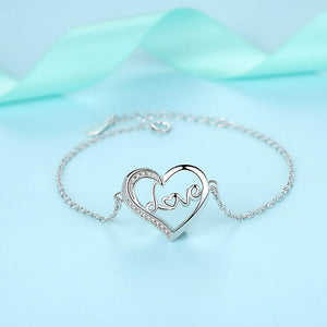 YS1244 925 Sterling Silver Symbol of Love Heart Bracelet