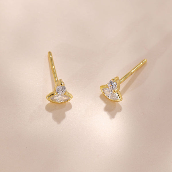 YHE0311 925 Sterling Silver CZ Geometric Marquise Stud Earrings