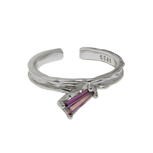 RHJ1130 925 Sterling Silver Irregular Cubic Zirconia Open Ring