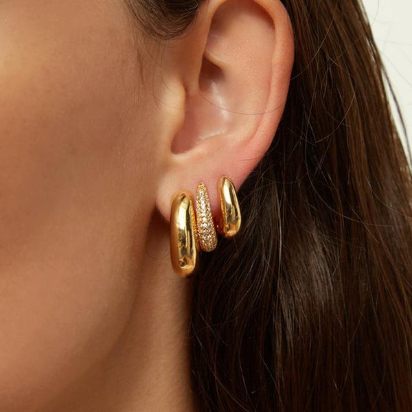 FE1610 925 Sterling Silver Belle Gold Hoop Earrings