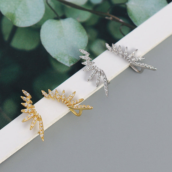 YHE0432 925 Sterling Silver Sun Flower Cubic Zirconia Ear Climber
