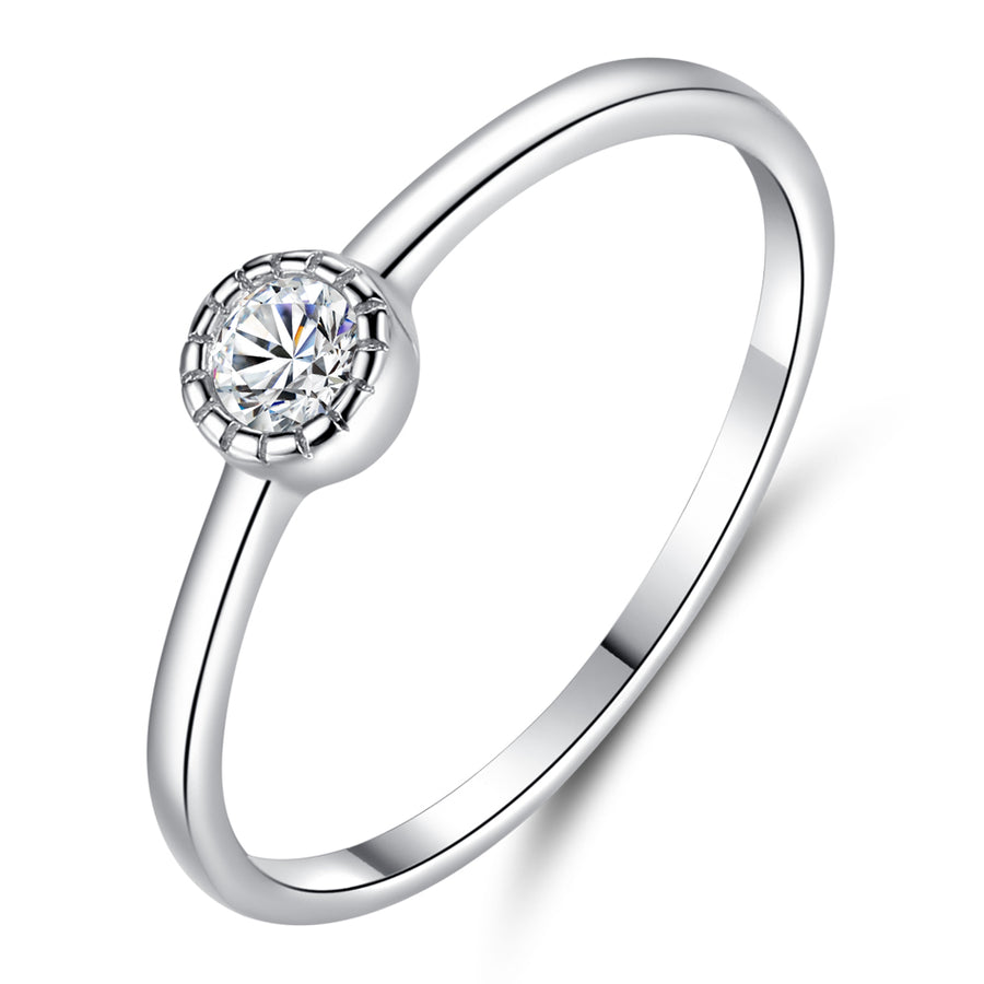 YJ2126 925 Sterling Silver Single Diamond Ring