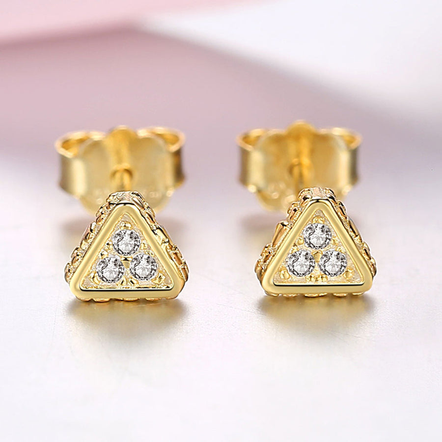 YE3281 925 Sterling Silver Sparkling Triangles Stud Earrings
