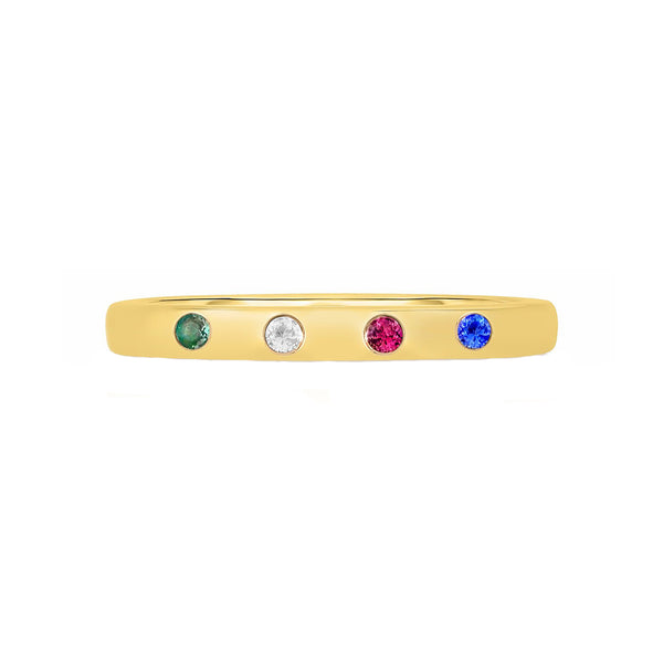 FJ0688 925 Sterling Silver Inlay Birthstone Ring
