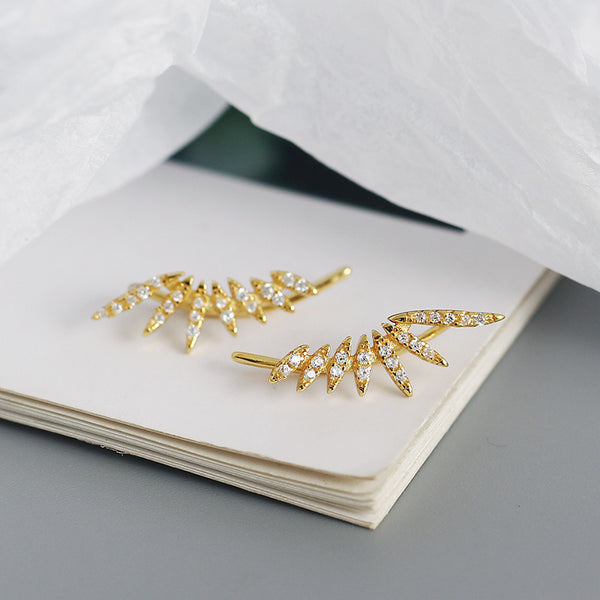 YHE0432 925 Sterling Silver Sun Flower Cubic Zirconia Ear Climber