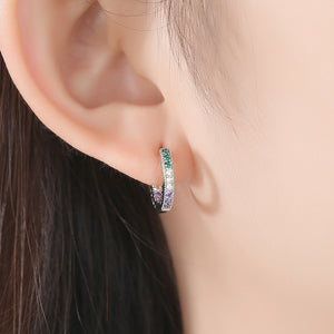 YE3242 925 Sterling Silver Colorful Zircon Hoop Earrings