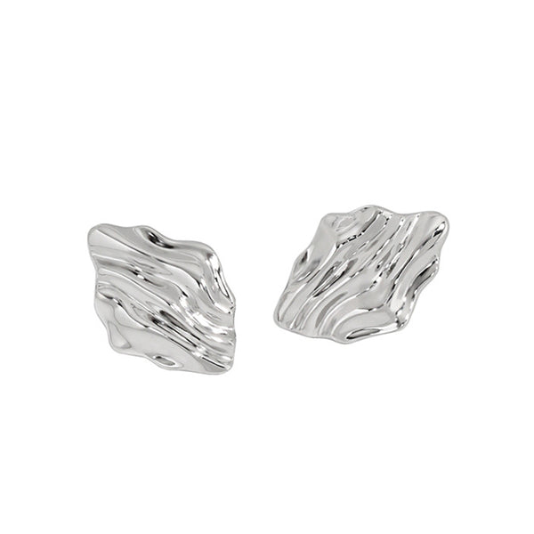 RHE1094 925 Sterling Silver Texture Gold Women Stud Earrings