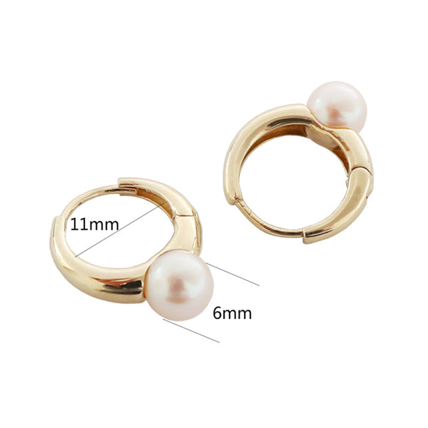 PE0084 925 Sterling Silver Classic Freshwater Pearl Huggie Hoop Earring
