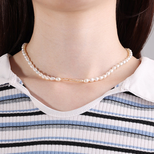 PN0055 925 Sterling Silver 6-7MM Freshwater Pearl Choker Necklace