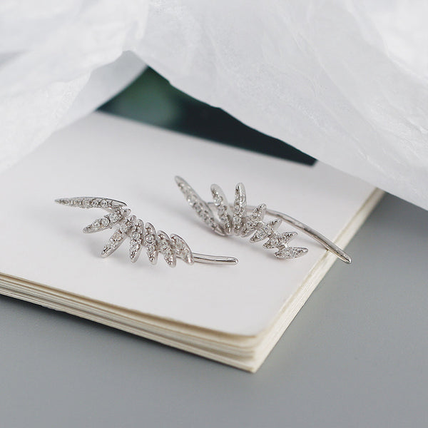 YHE0432 925 Sterling Silver Sun Flower Cubic Zirconia Ear Climber