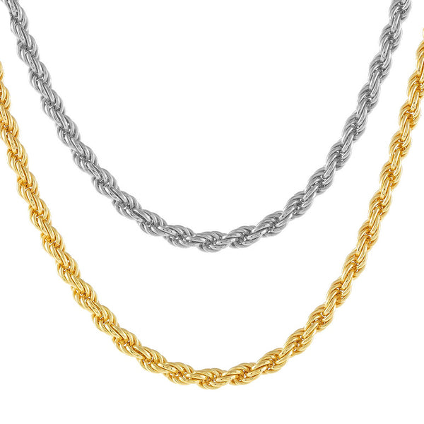 FX0381_35 925 Sterling Silver Rope Chain Necklace