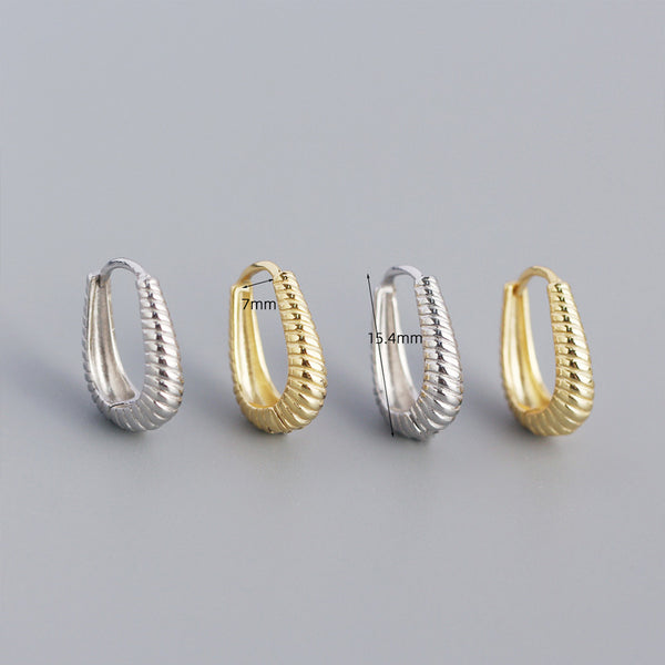 YHE0314 925 Sterling Silver Gemtry Twist Hoop Earrings