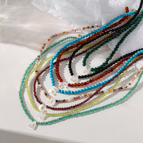 FX0833 925 Sterling Silver Black Onyx Letter Women Necklace