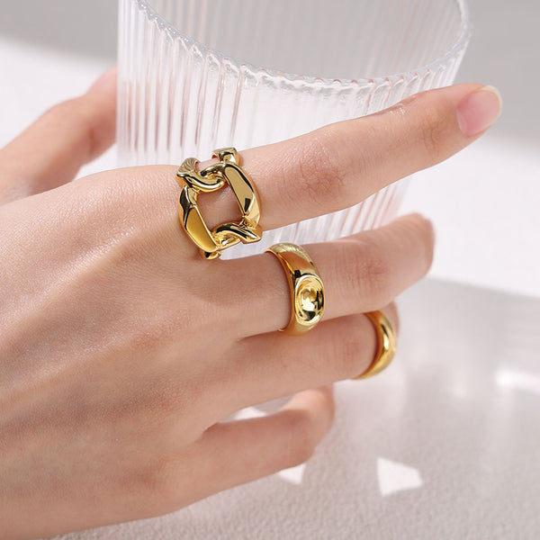 FJ0819 925 Sterling Silver Chunky Signet Dome Ring