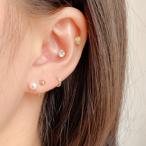 PE0049 925 Sterling Silver Spiral Pearl Barbell Earrings