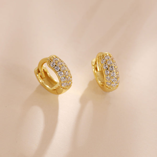 YHE0342 925 Sterling Silver Sparkle Cubic Zirconia Huggies Earring