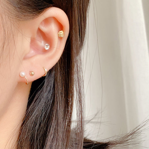 PE0049 925 Sterling Silver Spiral Pearl Barbell Earrings