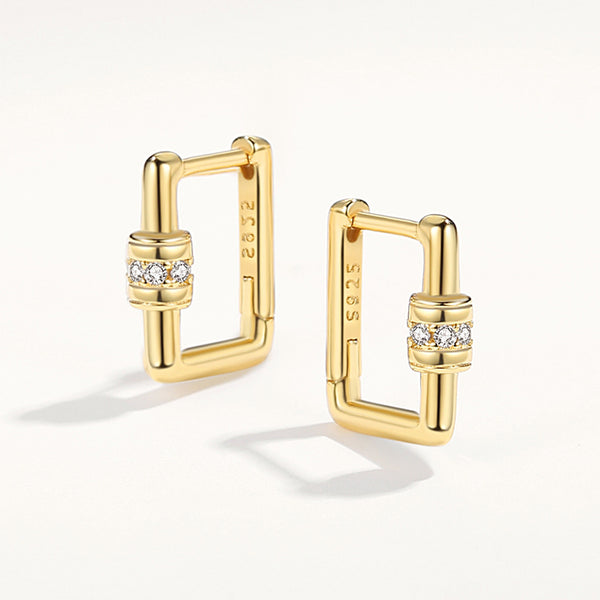 FE1879 925 Sterling Silver Carabiner Hoop earrings