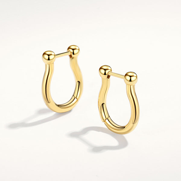 FE1880 925 Sterling Silver U Shape Hoop Earring For Women