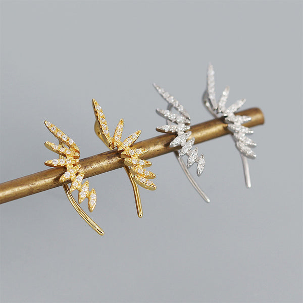 YHE0432 925 Sterling Silver Sun Flower Cubic Zirconia Ear Climber