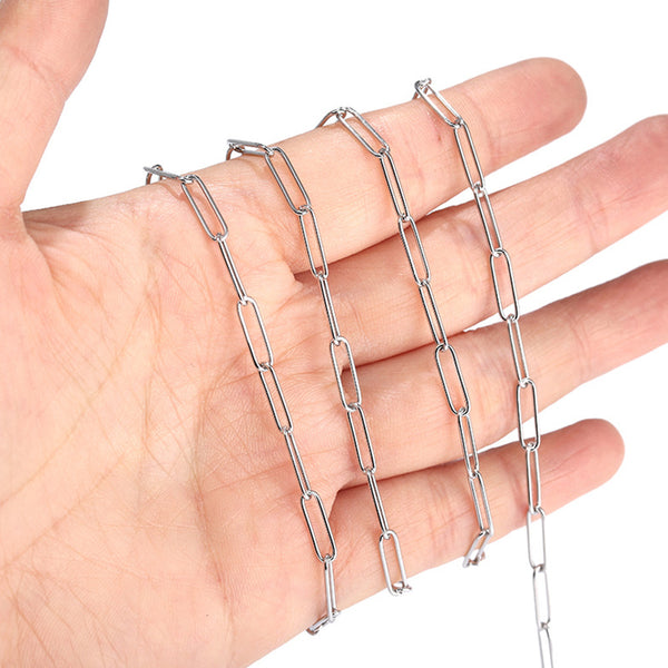 FX0384 925 Sterling Silver Muse Paper Clip Chain Necklace