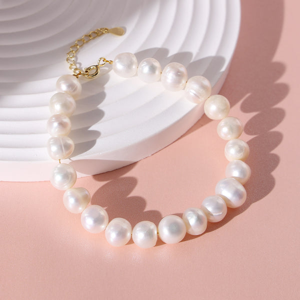 PB0036 925 Sterling Silver White 8MM Freshwater Pearl Bracelet