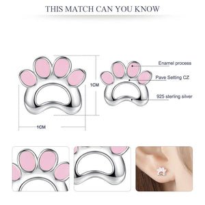 YE3222 925 Sterling Silver Pet Dog Paw Print Earring