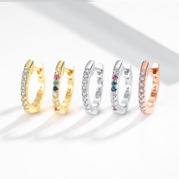YE3295 925 Sterling Silver Zircon Hoop Earrings