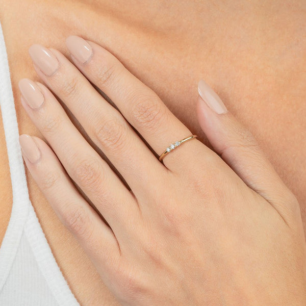 FJ0440 925 Sterling Silver Triple Zircon Ring