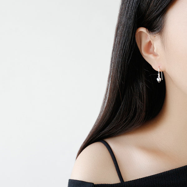 RHE1034 Lovely Heart Dangle Hoops