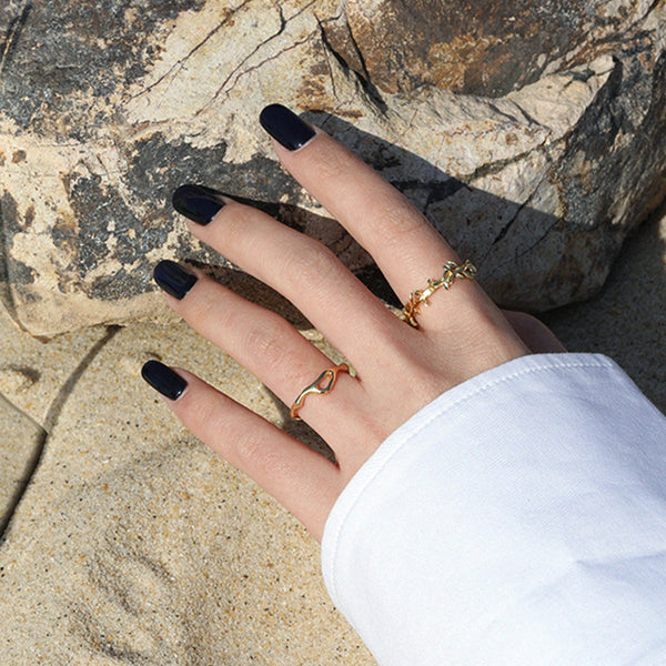 RHJ1092 925 Sterling Silver Irregular Heart Band Open Ring