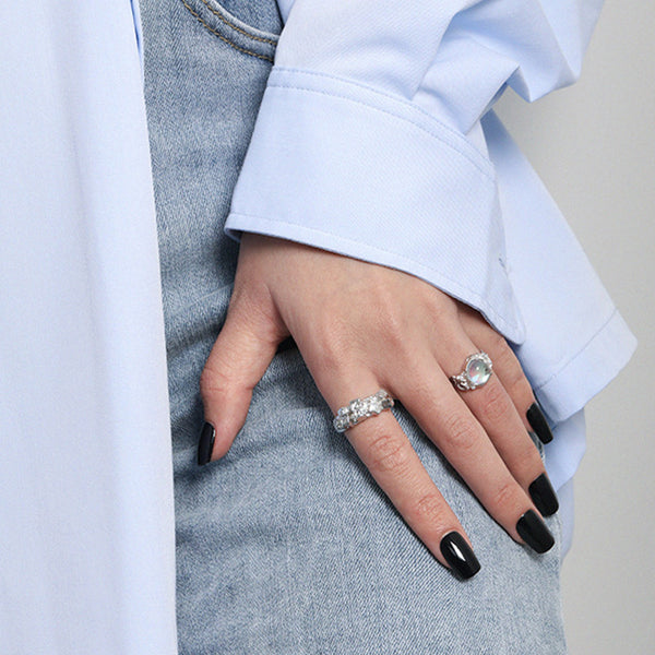 S925 RHJ1005 Moonstone Open Ring