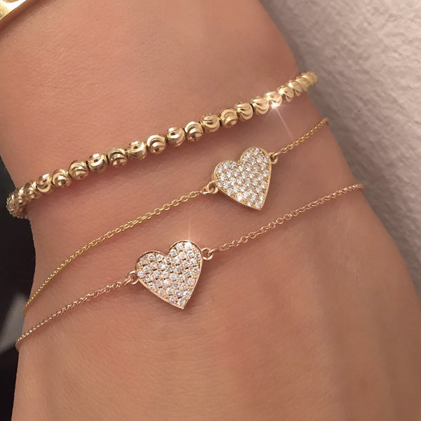 FS0146 925 Sterling Silver Floating Heart Zircon Bracelet