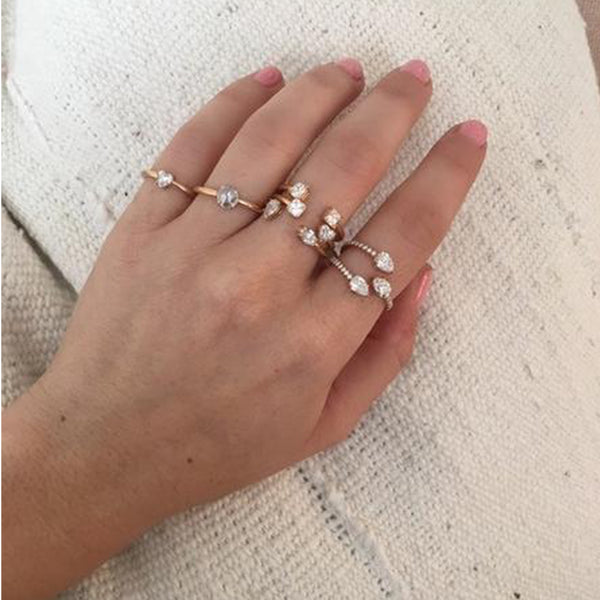 FJ0389 925 Sterling Silver Oval Cubic Zircon Ring