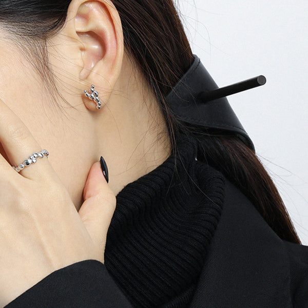 RHE1058 925 Sterling Silver Y Bead Stud Earring