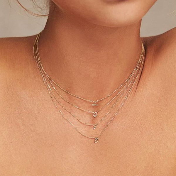 FX0542 925 Sterling Silver Letter Pendant Necklace