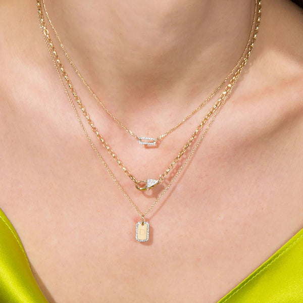 FX0871 925 Sterling Silver Pave Cubic Zirconia Paperclip Figaro Necklace