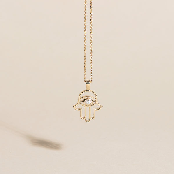 FX0818 925 Sterling Silver Hamsa Hand Zirconia Necklace