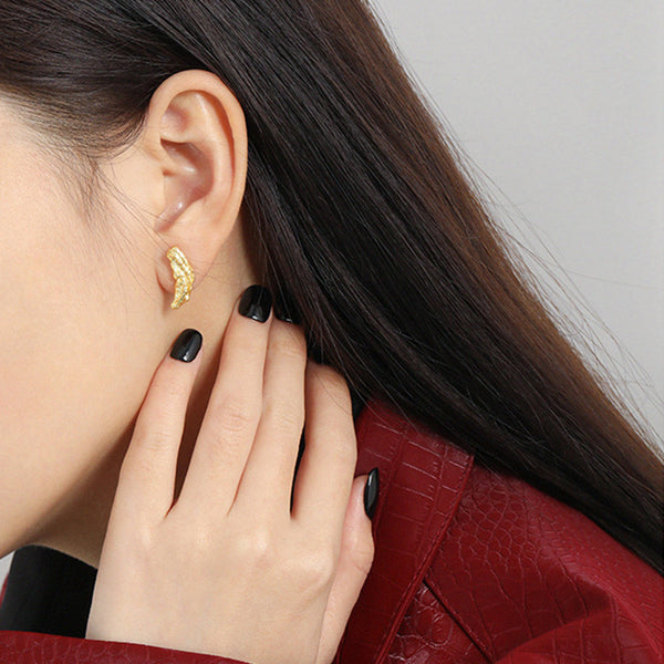 RHE1053 925 Sterling Silver Angel Wing Stud Earring