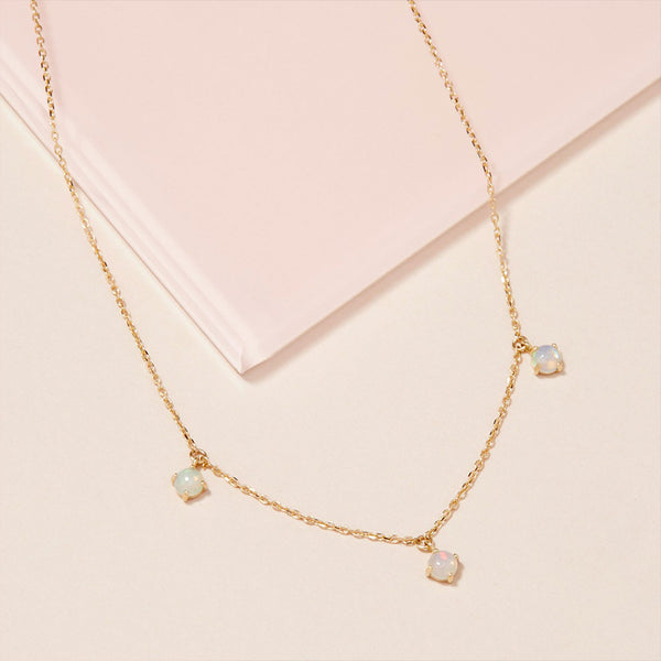 FX0776 925 Sterling Silver Opal Droplet Women Necklace