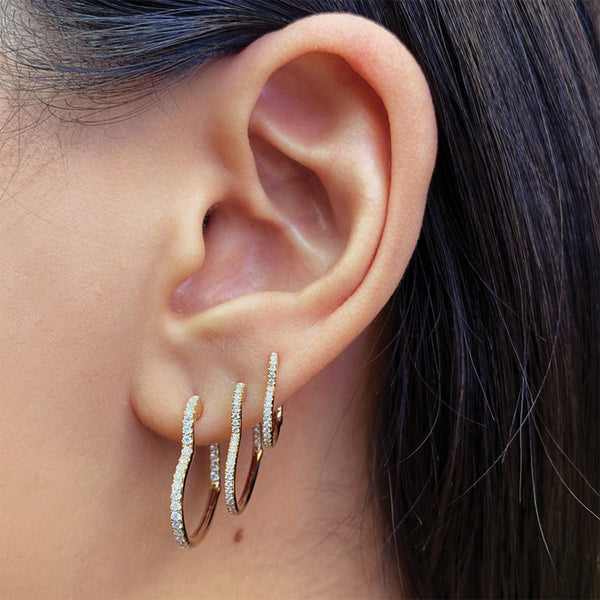 FE1255 925 Sterling Silver Heart Pave Zircon Hoop Earrings