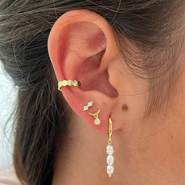 FE1931 925 Sterling Silver Bezel CZ Drop Stud Earrings