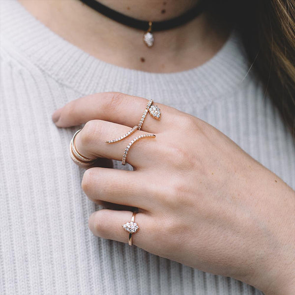 FJ0404 925 Sterling Silver Cubic Zircon Flower Ring