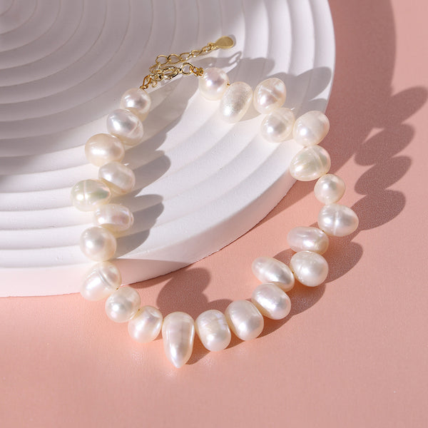 PB0037 925 Sterling Silver Dainty White Freshwater Pearl Bracelet