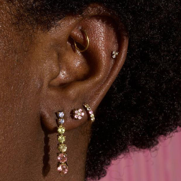 FE1555 925 Sterling Silver Cubic Zircon Flower Stud Earrings