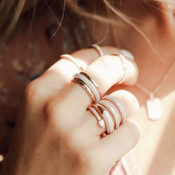 FJ0396 925 Sterling Silver Cubic Zircon Orbit Ring