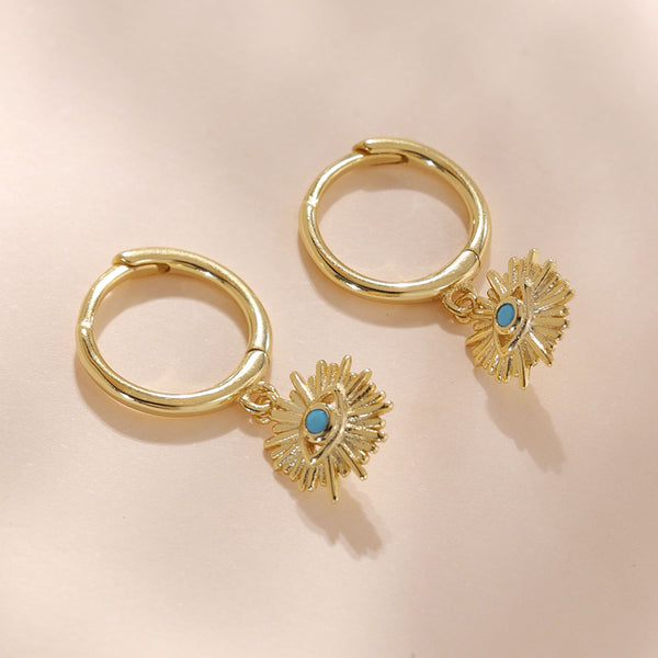 YHE0208 925 Sterling Silver Evil Eye Gemstone Dangle Earring